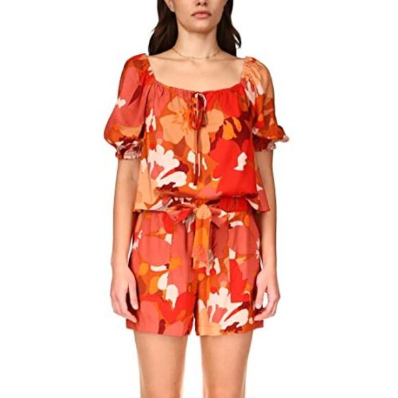 Sanctuary Remember Me Printed Puff Sleeve Top In Sun Drenched - XS - Picture 1 of 3